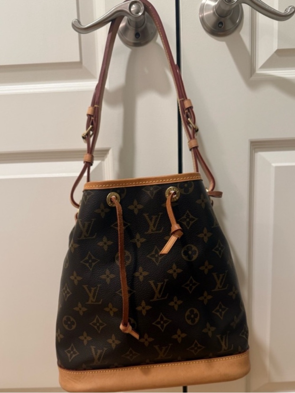 Louis Vuitton Monogram Canvas Bucket Shoulder Bag in Brown and Tan